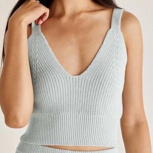 NEW Z SUPPLY Summer Sweater Cami Crop Tank Top Skylight Blue/Green